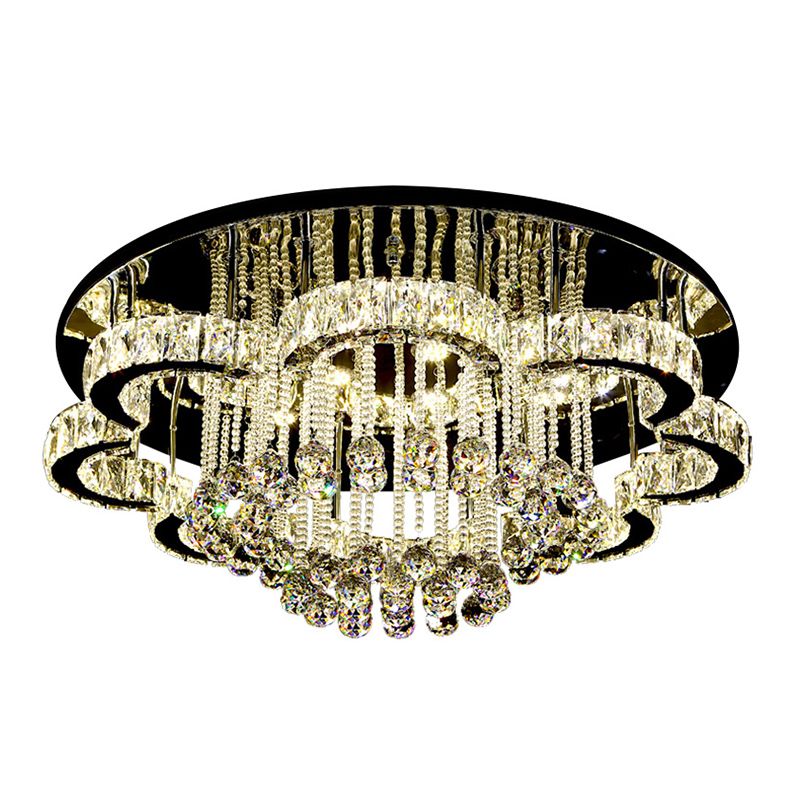 Geometrical Crystal Flush Mount Light Artistic Stainless-Steel LED Semi Flush Ceiling Light with Drip Decor