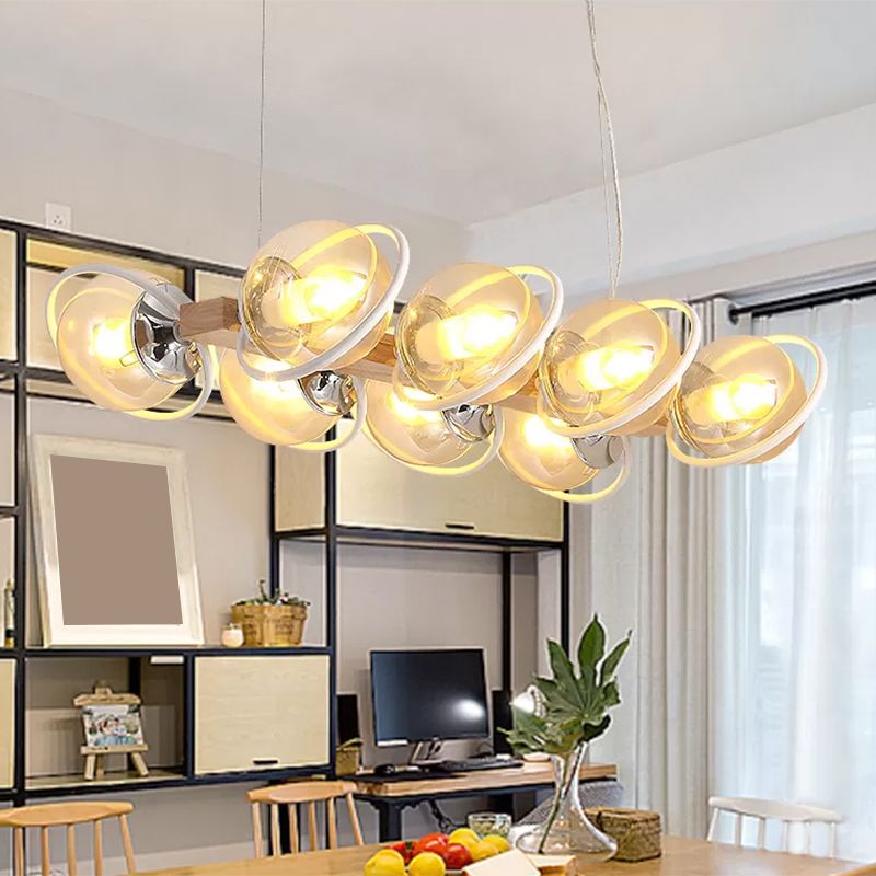 Cognac Bubble Shade Island Lighting 6/8/12 Lights Modern Glass Hanging Light Fixture for Dining Room