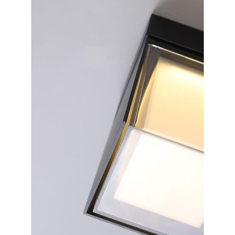 Lámpara de pared LED rotativa cuadrada con sombra acrílica transparente al aire libre de iluminación impermeable al aire libre