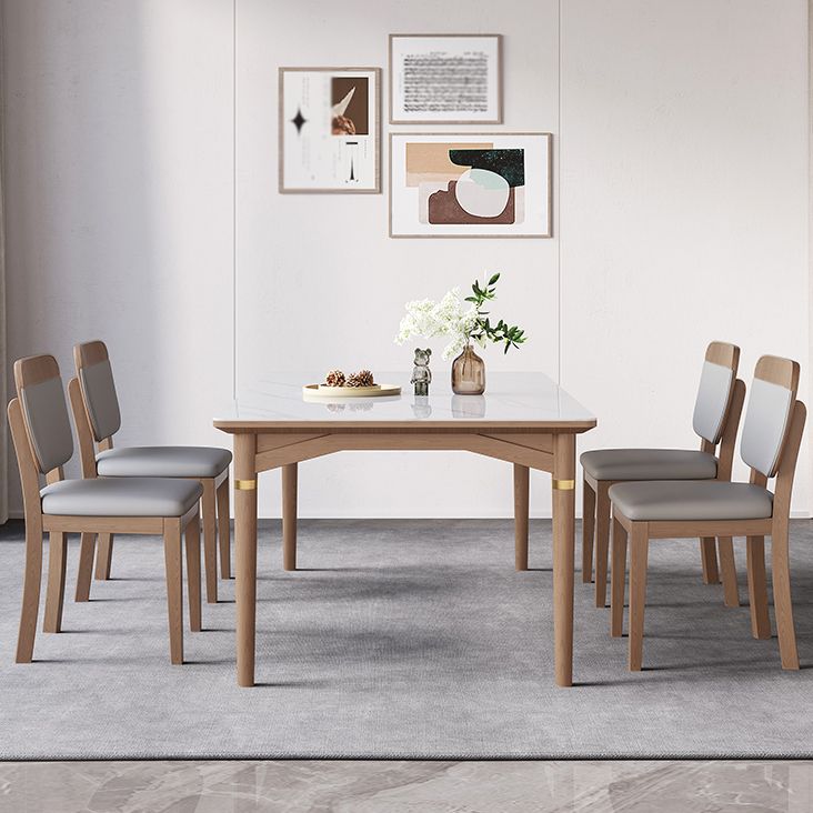 1/4/5/6/7 Pieces Table Furniture Set Sintered Stone Dining Room Set with Wooden Legs