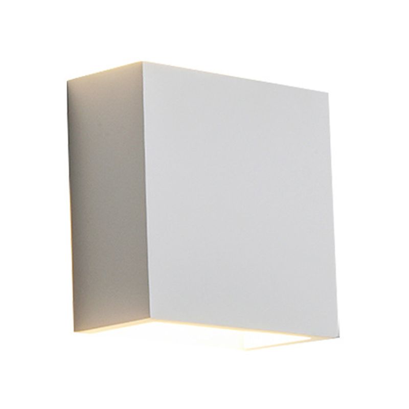 Metal Square Wall Light Fixture Minimalist in White for Bedroom