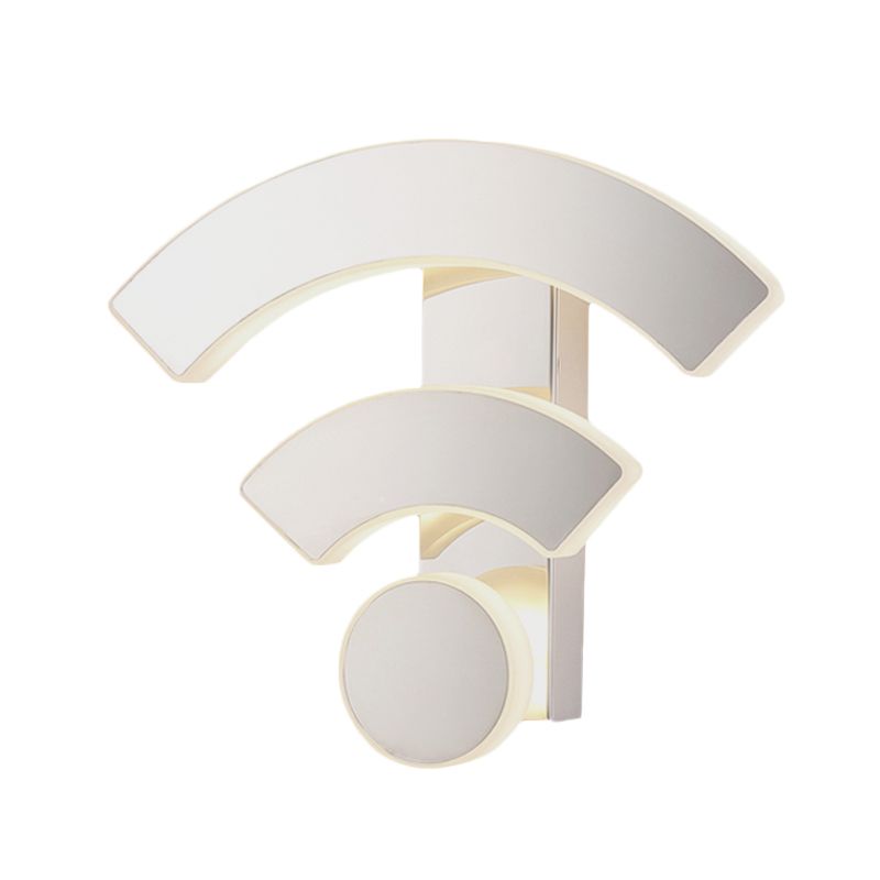 Wifi Logo Sconce Light Fixture Modernist Acrylic LED White Wall Mounted Lamp in Warm/White Light for Bedroom