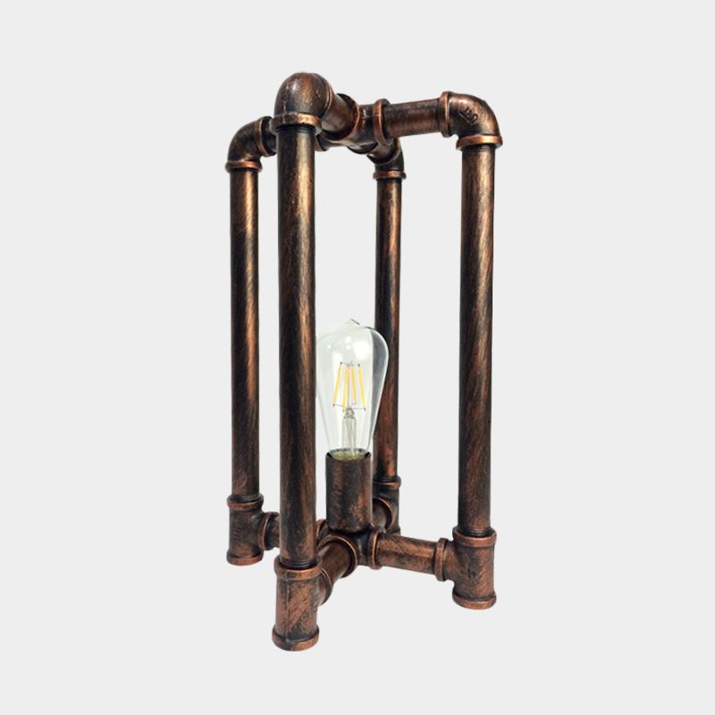 Fer Rust Task Lighting Cross Pipe 1 tête lampe de nuit industrielle avec cordon plug-in pour restaurant