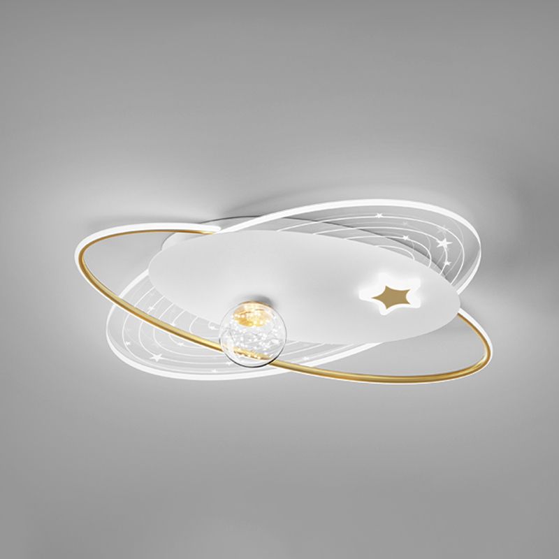 Round Shade 4-Lights Flush Mount Modern Style Flush Mount Ceiling Lighting Fixture in Gold