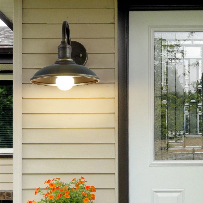 Industrial Outdoor Sconce Lighting Bran Shade Down Lighting Wall Mount Light