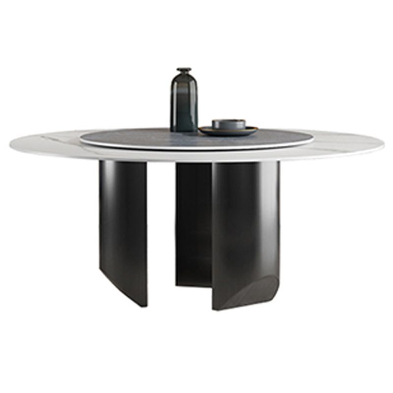 Modern Pedestal Base Dining Table Round Dinner Table with Stainless Steel Base