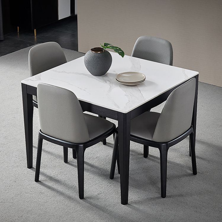Mesa de comedor blanca de forma cuadrada Mesa de piedra sinterizada industrial con 4 patas