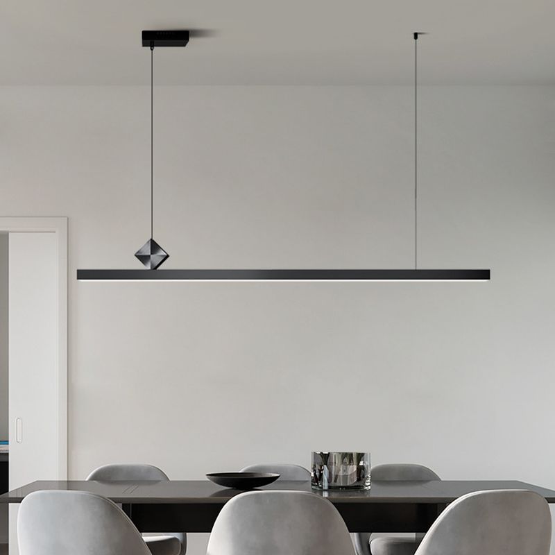 Modern Aluminum Island Light Straight Black Island Pendant for Dining Room