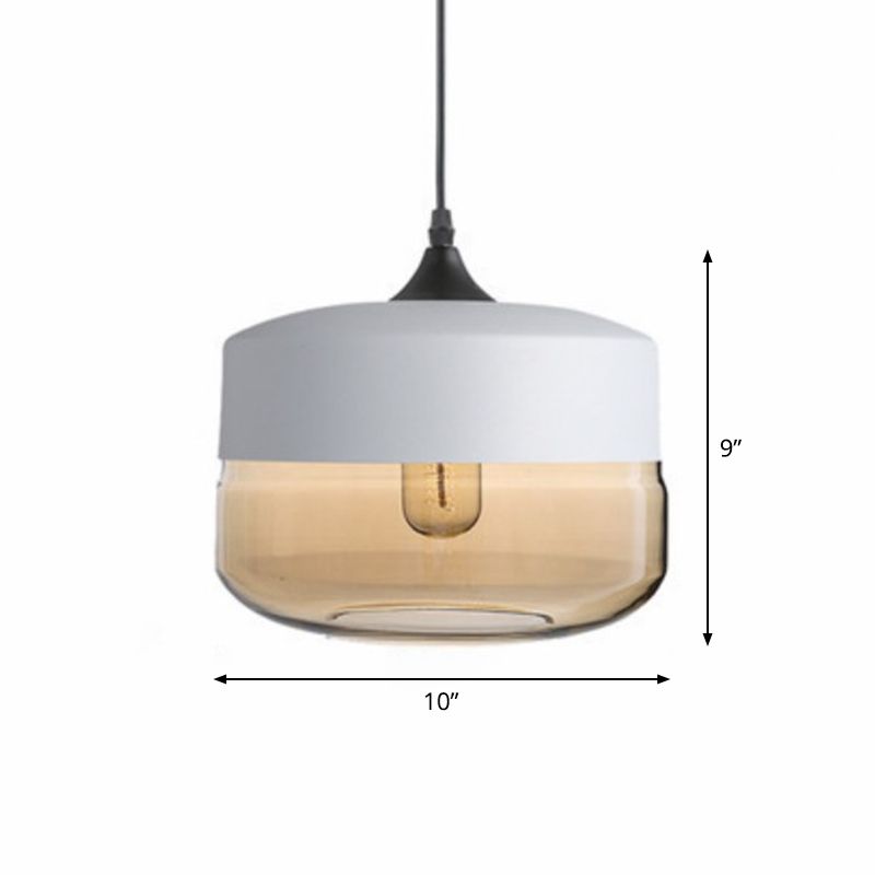 Amber Glass Shaded Hanging Lamp Vintage Style Single-Bulb Dining Room Lighting Pendant