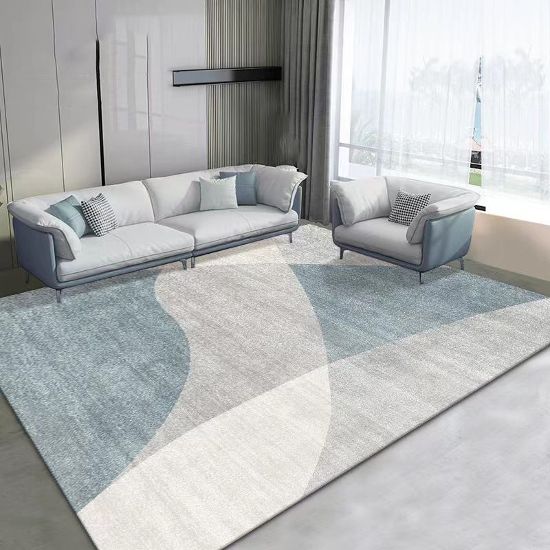 Polyster Rectangle Area Carpet Bedroom Geometric Printed Contemporary Non-Slip Backing