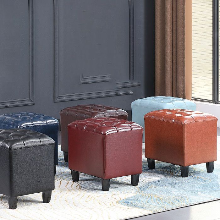 Faux Leather Black Standard Rectangle Pure Color Indoor Standard