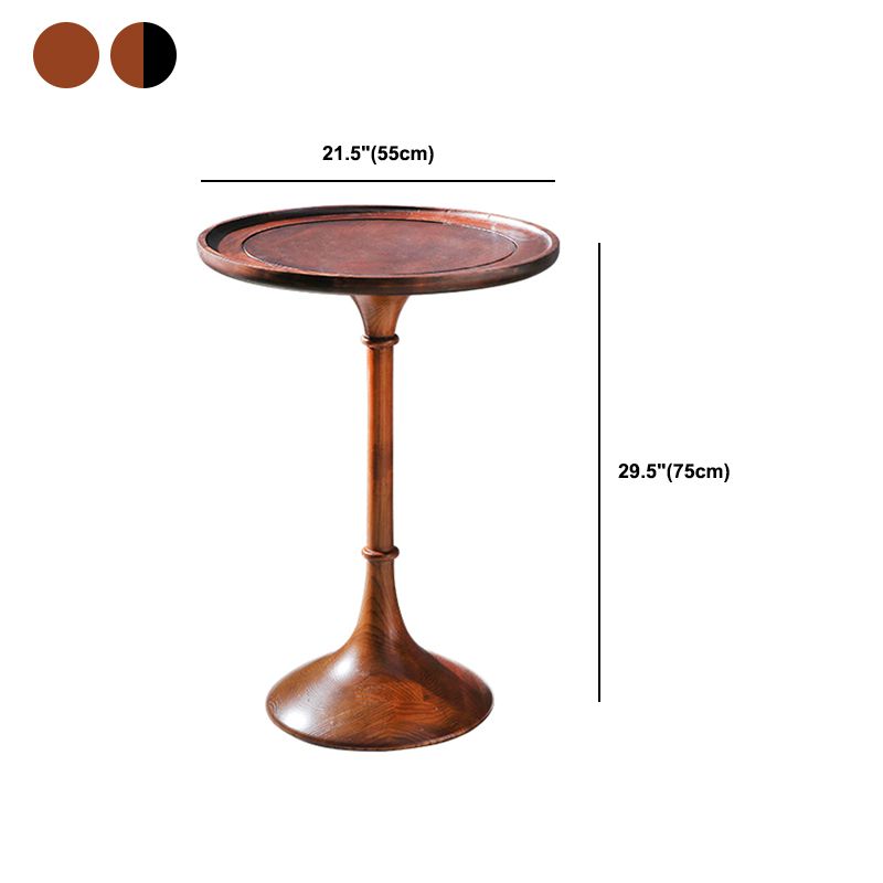 Rustic Wooden Round Tray Top Side Table 25.5"/27.5" Tall Pedestal End Table