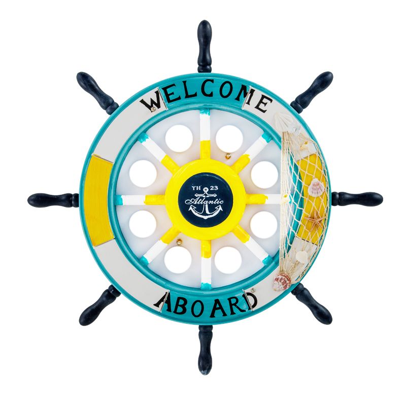 Plafonnier en bois Rudder pour enfants, plafonnier LED à 8 ampoules avec décoration en résille