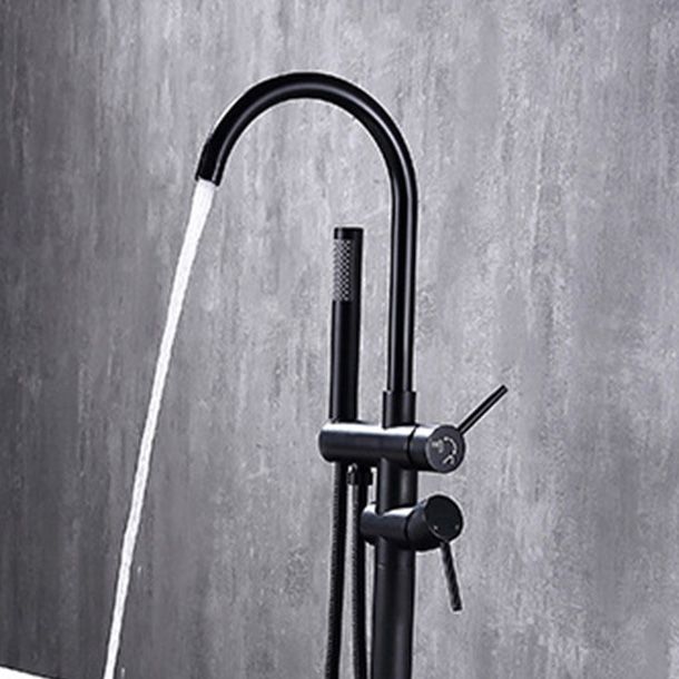 Modern Freestanding Tub Filler Floor Mounted Tub Faucet with Dual Handle