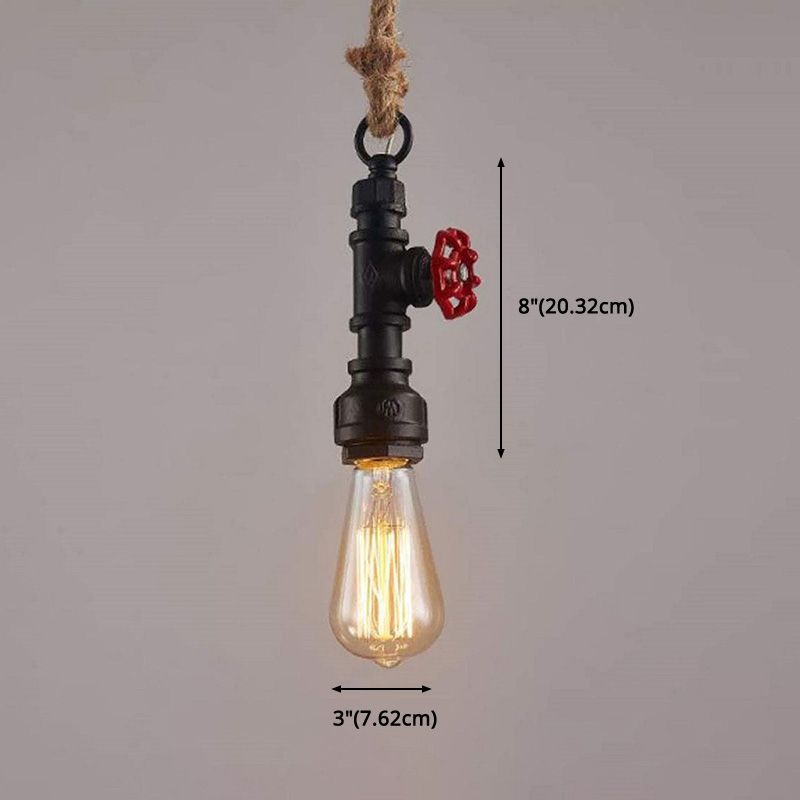 Retro Industrial Style Single Bulb Hanging Light Creative Water Pipe Shaped Metal Pendant Lamp