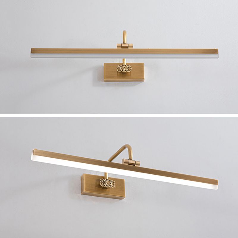 Mid-Century Vintage Style Strip Wall Mounted Vanity Lights Copper Flush Mount Wall Sconce for Bathroom