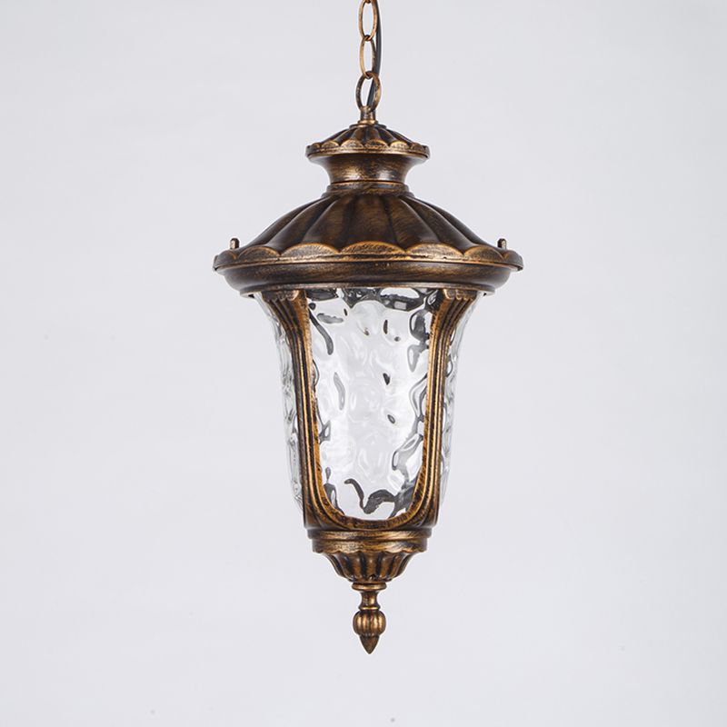 Urn Shade Patio Pendant Light Farmhouse Clear Dimple Glass 1 Head Black/Bronze Finish Ceiling Hang Fixture
