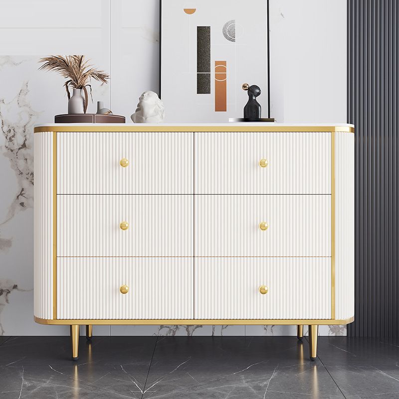 Stone Storage Chest Bedroom Glam Chest in White with Drawers