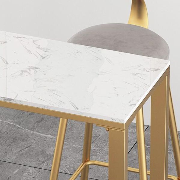 Rectangular Sintered Stone Top Bar Table Luxurious Bar Table with Trestle Base in Gold