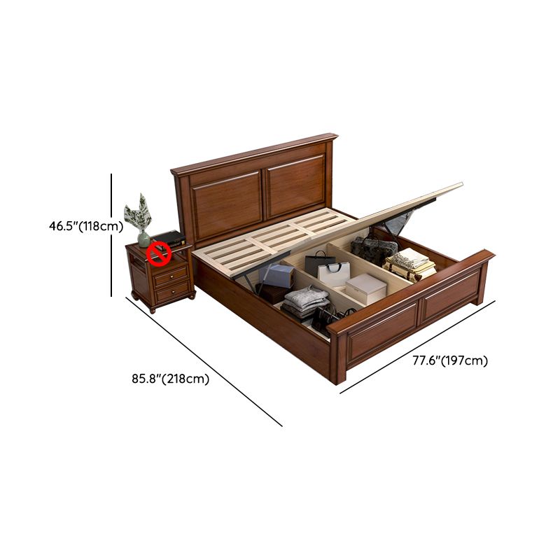 Mid-Century Modern Standard Bed Mahogany Espresso Panel Bed with Headboard
