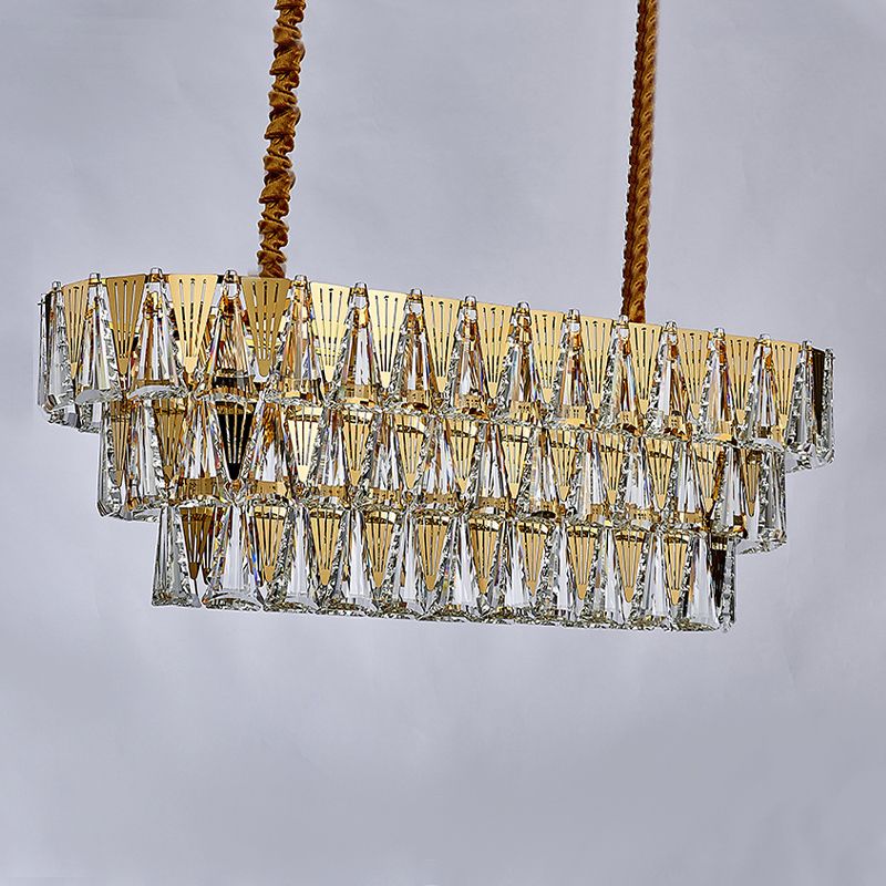 Modern Lighting Chandelier Geometric Island Lamps Crystal 10 Light Island Lights in Gold Finish