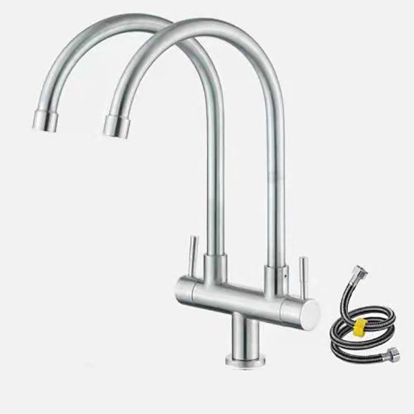 Double Handle Kitchen Faucet 2-Function Faucet with Deck Plate