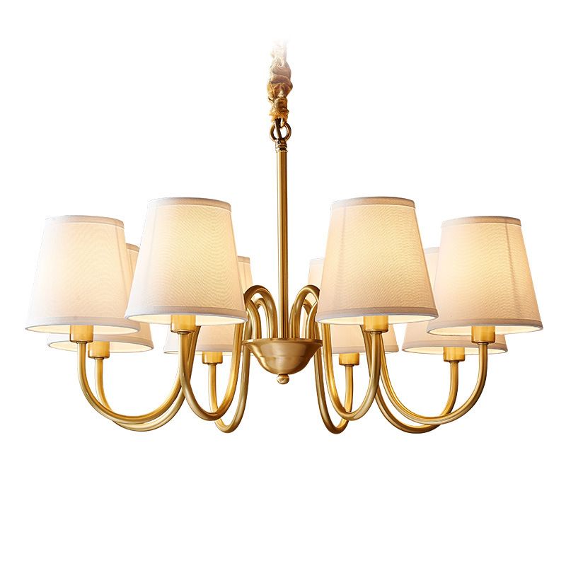 Multi-Head Chandelier Lighting Fixtures American Style Chandelier Pendant Light with Fabric Shade