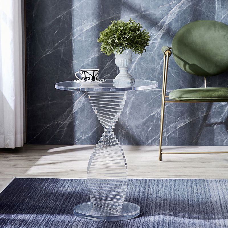 18" Wide Glam Side Table Acrylic Pedestal Clear Accent Side Table