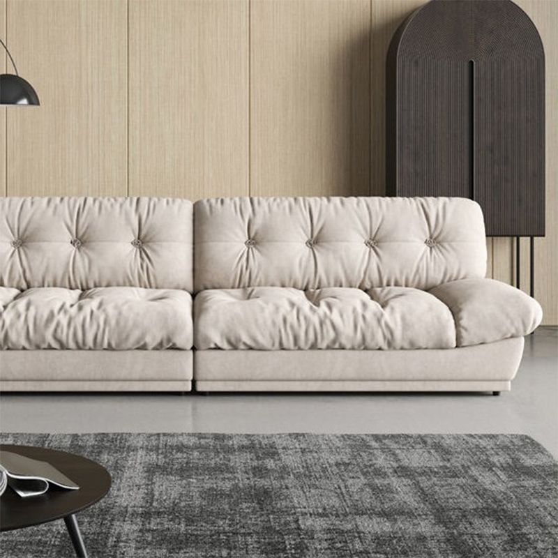 White Velvet Armless Sofa Contemporary Sofa with Tufted Back for Living Room