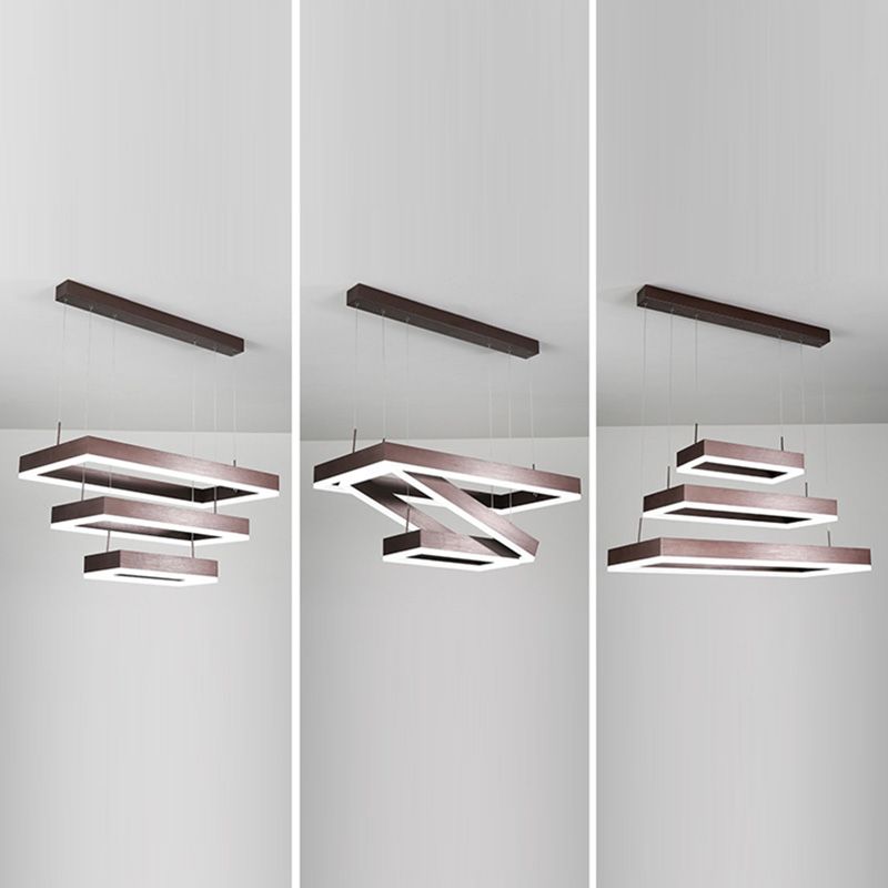 Brown Aluminum Chandelier Lighting Fixture Modern Clusters Pendant for Living Room
