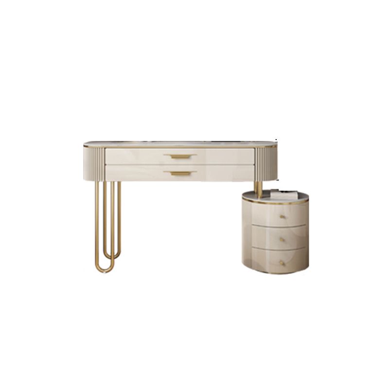 Glam Slate Top Make-up Vanity Wooden 5-Drawers Vanity Dressing Table