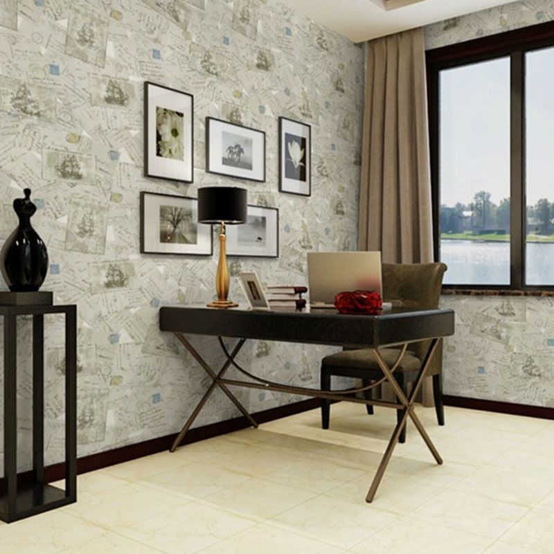 Light Color Boat Wall Decor Non-Pasted Stain-Resistant Wallpaper Roll for Kid