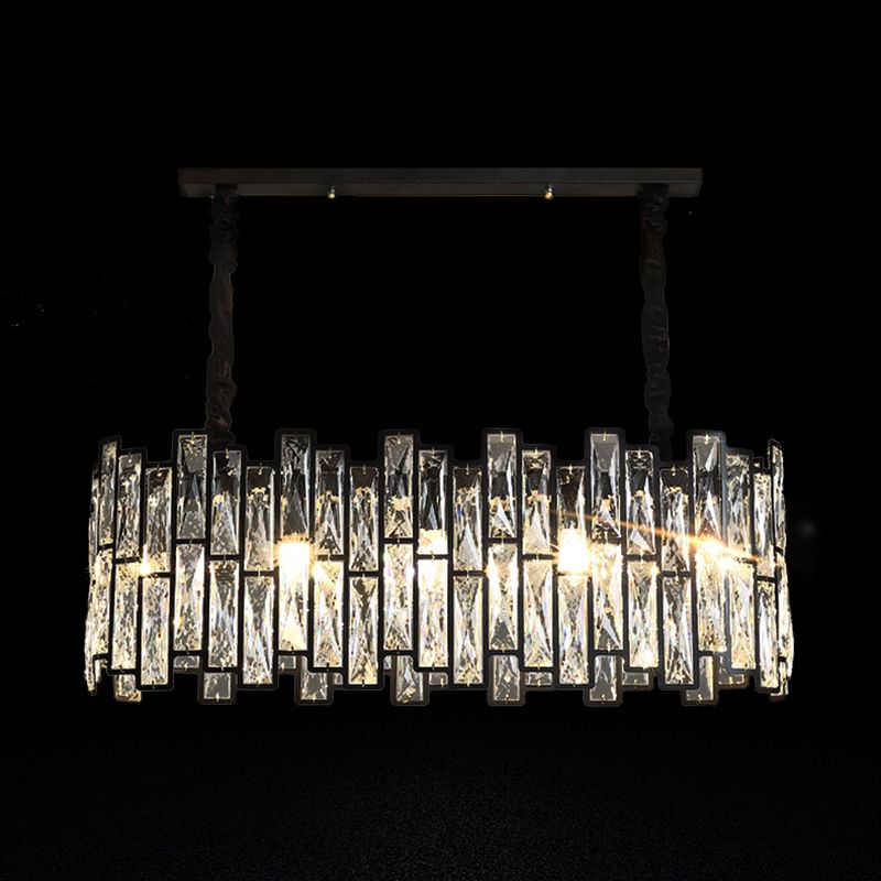 Contemporary Metal Pendant Light with Crystal Shade for Living Room