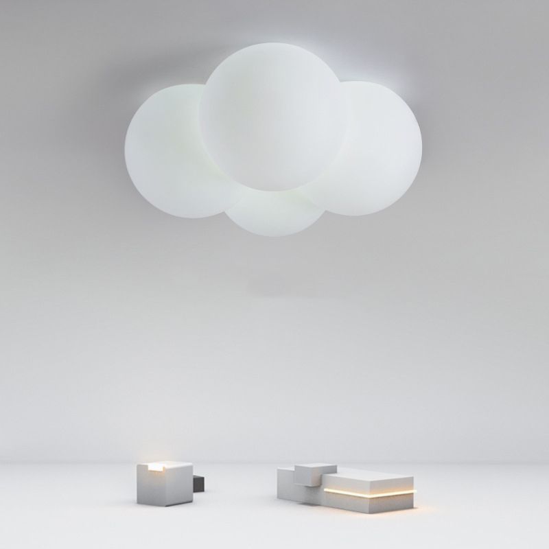 White 4 - Light Flush Mount Light Plastic Globe Kids Style Ceiling Flush Mount