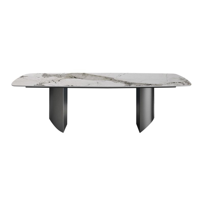 Metal Traditional Luxury Rectangle Table Sintered Stone Indoor Table for Kitchen