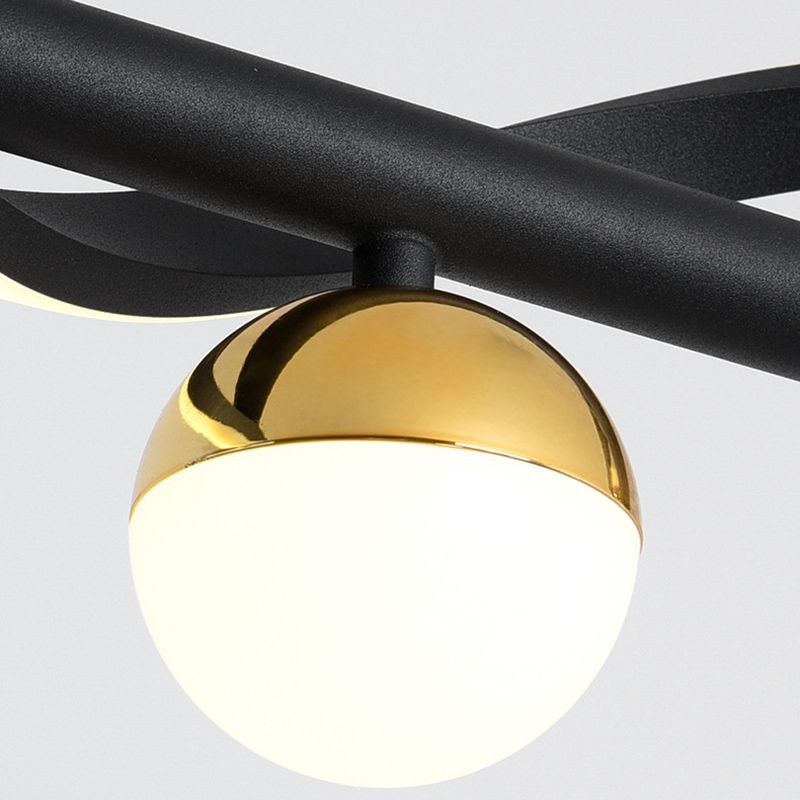 Modern Style Linear Shape Island Lights Glass 3/4 Lights Pendant Light in Black