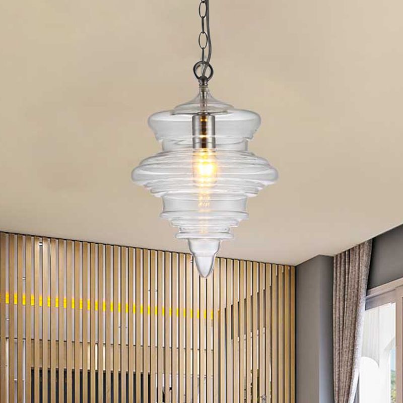 Spool contemporaneo/a sospensione Luce a sospensione Clear/Blu Fuffle Glass 1 Luce Luce a soffitto appeso