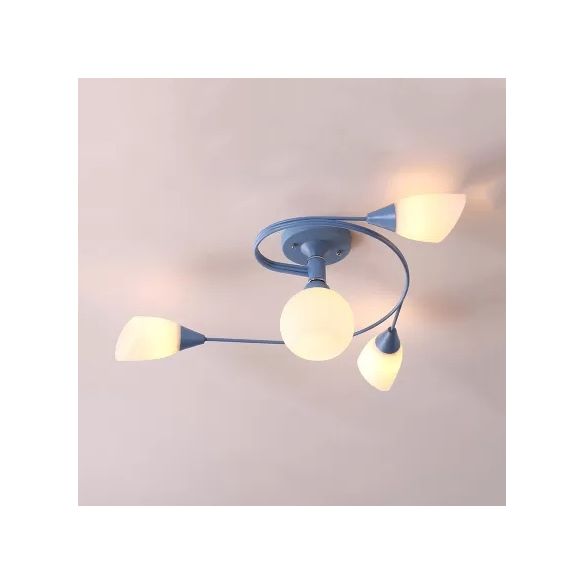 Macaron Twist braccio soffitto Light Opal Glass e Metal Semi Flushmount Light for Kitchen