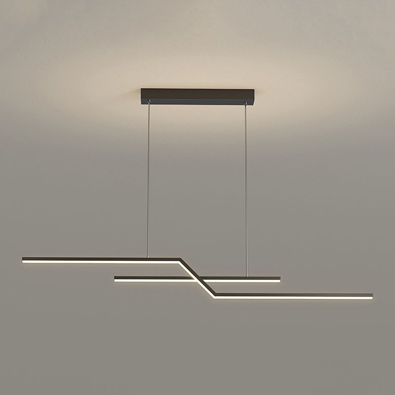 Metal Linear Shape Chandelier Light Modern Style 2 Lights Chandelier Light Fixture