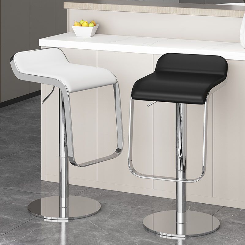 Faux Leather Bar Stools Adjustable Height Swivel Barstools with Footrest