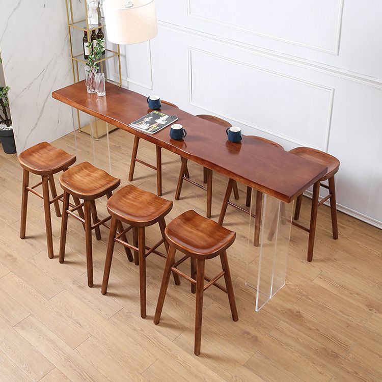 Modern Solid Wood Bar Table Set 1/4/7/9 Pieces Counter Table with Backless Stools