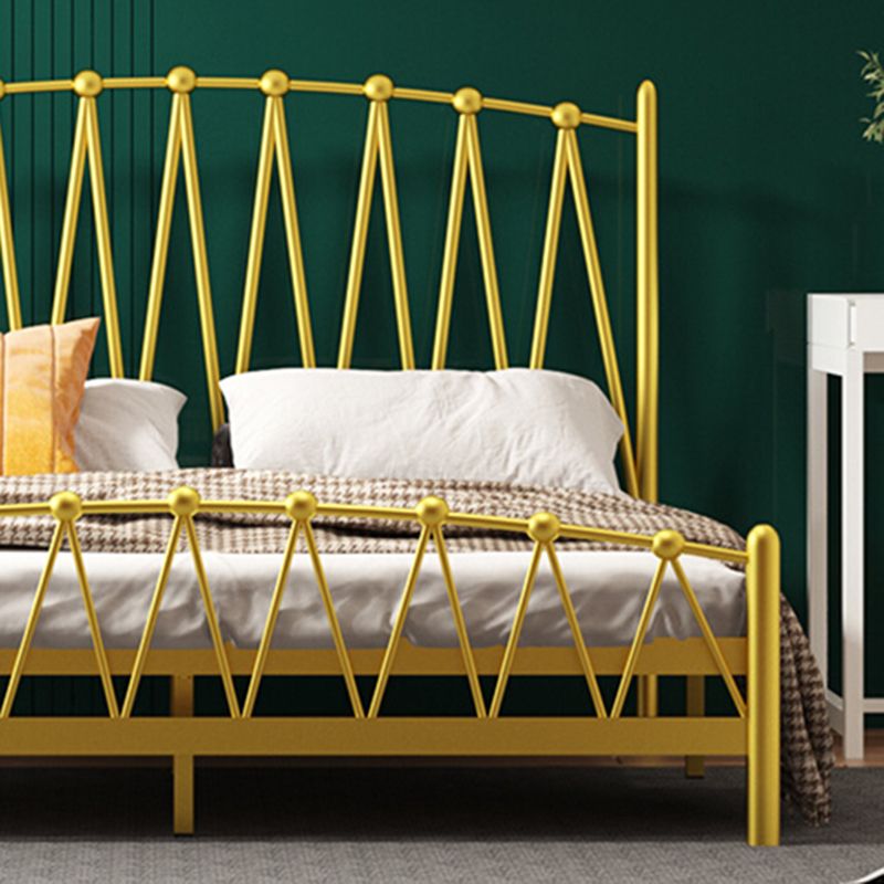 Glam Solid Color Open-Frame Bed Metal Open-Frame Bed with Metal Legs