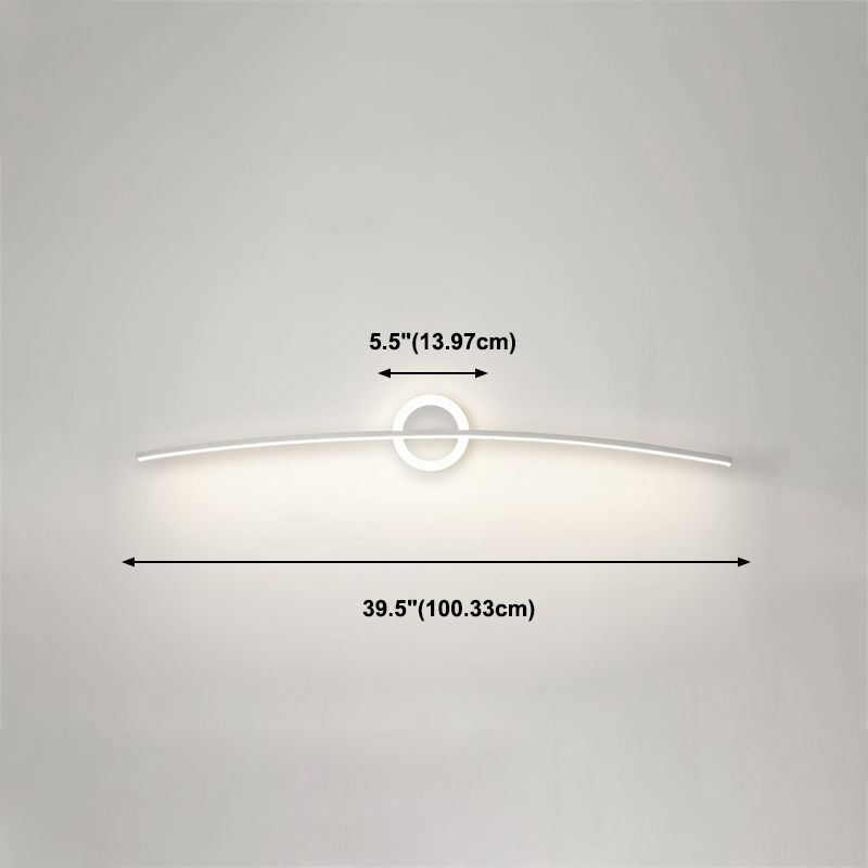 Linear Shade Metal Wall Sconce Modern Style Single Light Wall Mount Light in White