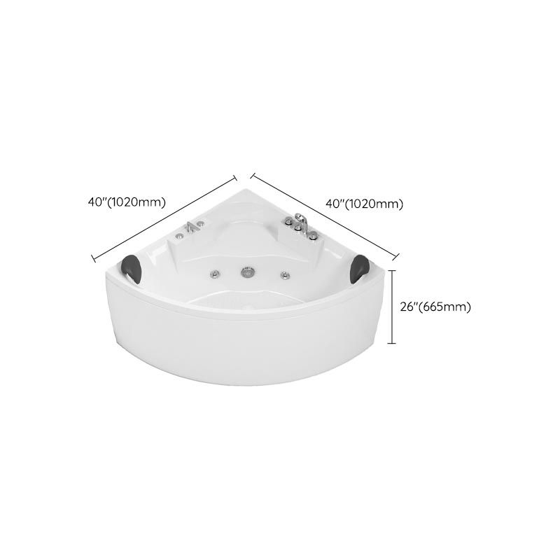Modern Corner White Acrylic Bathtub Back to Wall with Drain and Massage Device Bath Tub