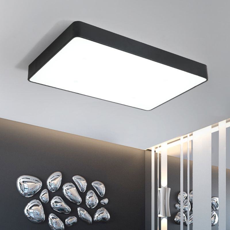 Plafoniera da incasso a LED rettangolare in ferro nero/bianco con montaggio a incasso Simplicity con diffusore in acrilico