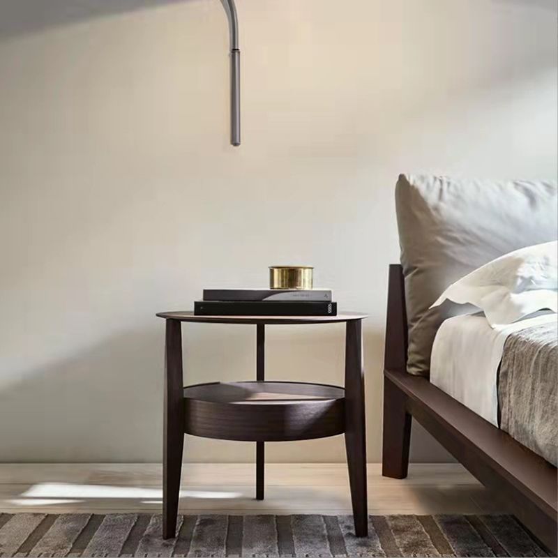Modernistic Living Room Round 1-Drawer 3 Legs Solid Wood End Table
