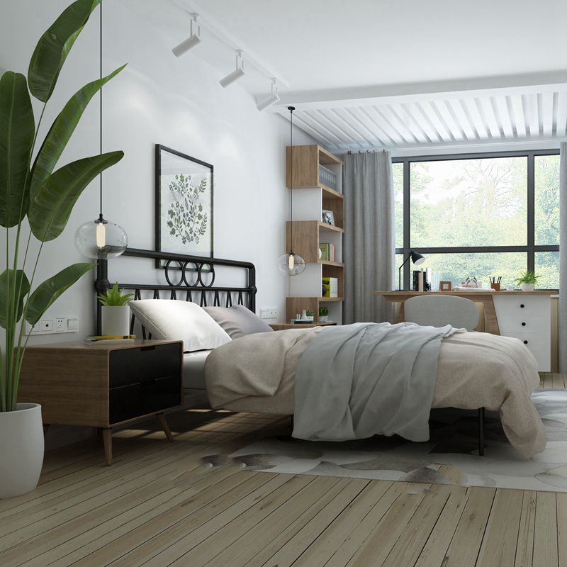 43.3" Tall Bed with Headboard Low Profile Bed with Metal Legs