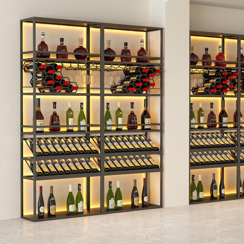 Modern Wine Shelf Freestanding Metal Wine Holder Rack with Shelf