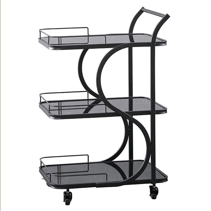 33.46" High Contemporary Prep Table Rolling Metal Prep Table for Home