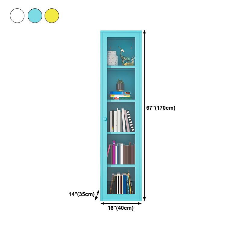 66.93"H Bookshelf Scandinavian Style Bookcase for Study Room with Door